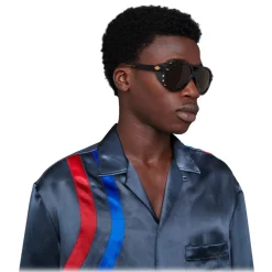 Gucci - Aviator Sunglasses with Blinkers - Black - Gucci Eyewear - Avvenice