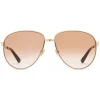 Gucci - Aviator Sunglasses in Metal - Gold Coloured Brown Lenses - Gucci Eyewear - Avvenice