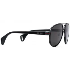 Gucci - Aviator Sunglasses - Glossy Black Acetate and Silver Metal - Gucci Eyewear - Avvenice