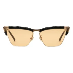 Gucci - Bamboo Effect Cat-Eye Sunglasses - Black Yellow - Gucci Eyewear - Avvenice