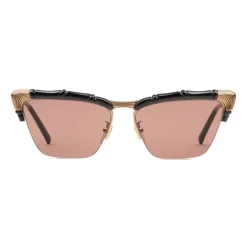 Gucci - Bamboo Effect Cat-Eye Sunglasses - Black Brown - Gucci Eyewear - Avvenice
