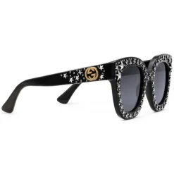 Gucci - Cat Eye Acetate Sunglasses with Stars - Black Acetate - Gucci Eyewear - Avvenice