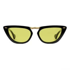 Gucci - Cat Eye Acetate Sunglasses with Metal Bridge - Black Yellow  - Gucci Eyewear - Avvenice