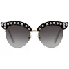 Gucci - Cat Eye Acetate Sunglasses with Pearls - Black Acetate - Gucci Eyewear - Avvenice