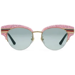 Gucci - Cat Eye Glitter Acetate Sunglasses - Pink Glitter Acetate and Gold Metal  - Gucci Eyewear - Avvenice