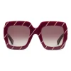 Gucci - Crystal Striped Square Sunglasses - Burgundy - Gucci Eyewear - Avvenice