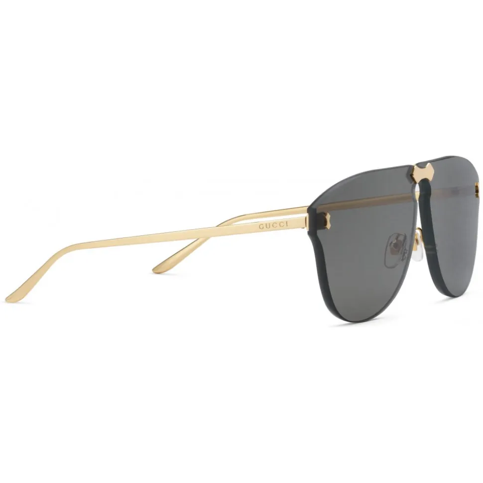Gucci - Frameless Aviator Sunglasses - Grey Gold Lenses - Gucci Eyewear - Avvenice