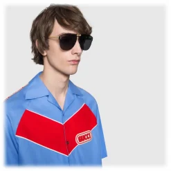 Gucci - Frameless Aviator Sunglasses - Grey Gold Lenses - Gucci Eyewear - Avvenice