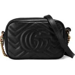 Gucci - GG Marmont Mini Shoulder Bag - Black Leather - Bag - Gucci Exclusive Collection - Avvenice
