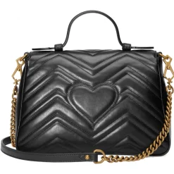 Gucci - GG Marmont Small Top Handle Bag - Black Leather - Bag - Gucci Exclusive Collection - Avvenice
