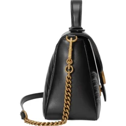 Gucci - GG Marmont Small Top Handle Bag - Black Leather - Bag - Gucci Exclusive Collection - Avvenice