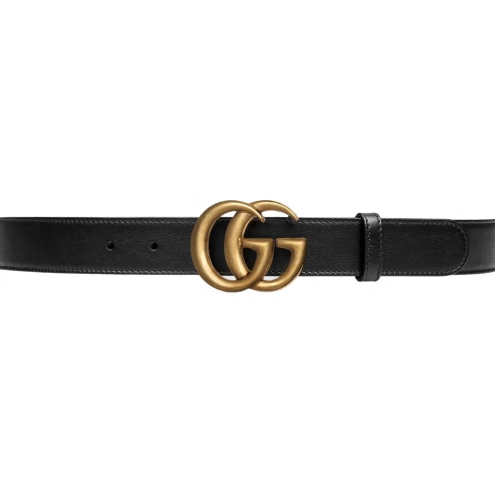 Gucci - GG Marmont Thin Belt - Black Leather - Belt - Gucci Exclusive Collection - Avvenice