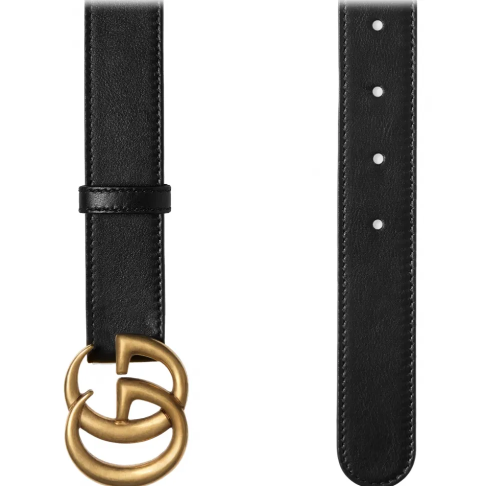 Gucci - GG Marmont Thin Belt - Black Leather - Belt - Gucci Exclusive Collection - Avvenice