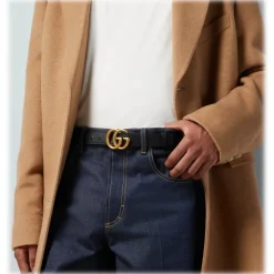 Gucci - GG Marmont Thin Belt - Black Leather - Belt - Gucci Exclusive Collection - Avvenice