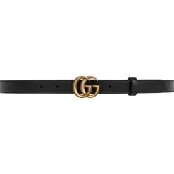 Gucci - GG Marmont Thin Belt - Black Leather - Belt - Gucci Exclusive Collection - Avvenice