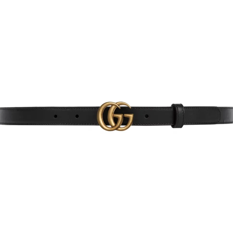 Gucci - GG Marmont Thin Belt - Black Leather - Belt - Gucci Exclusive Collection - Avvenice