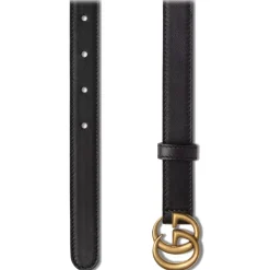 Gucci - GG Marmont Thin Belt - Black Leather - Belt - Gucci Exclusive Collection - Avvenice