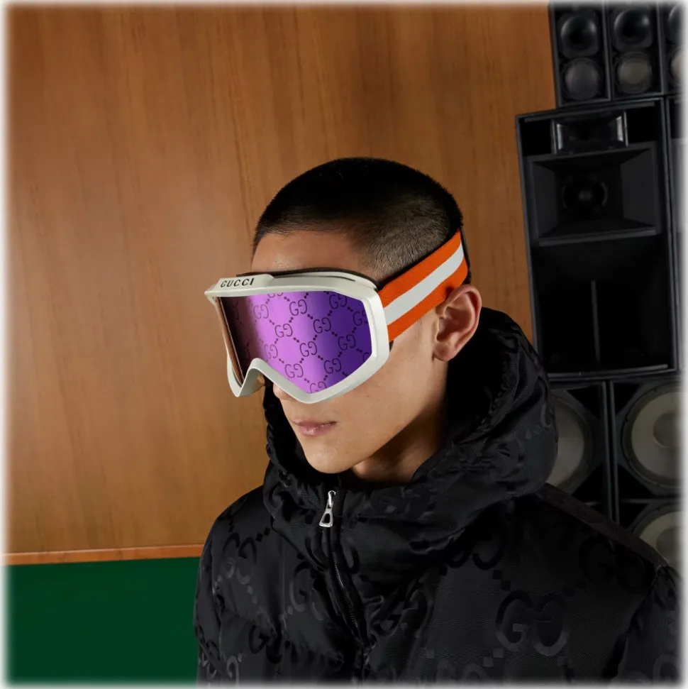 Gucci - GG Ski Mask - Ivory White Orange Pink - Gucci Eyewear - Avvenice