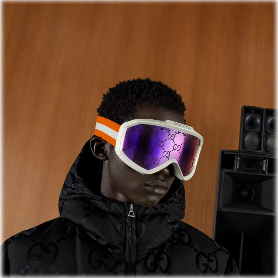 Gucci - GG Ski Mask - Ivory White Orange Pink - Gucci Eyewear - Avvenice