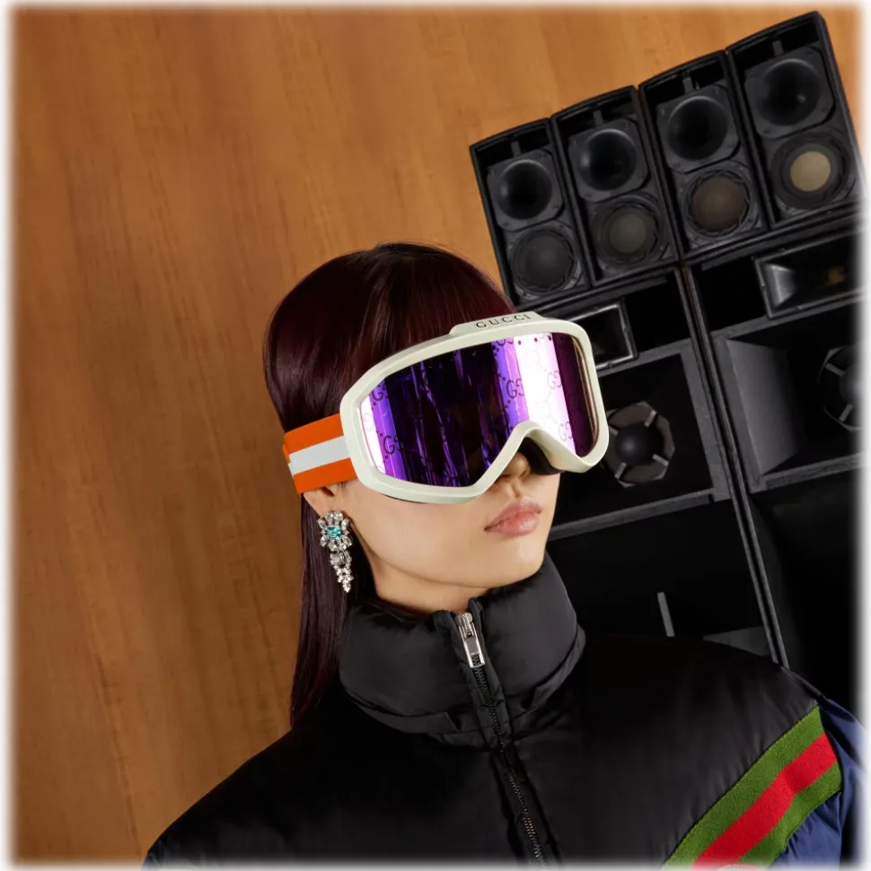 Gucci - GG Ski Mask - Ivory White Orange Pink - Gucci Eyewear - Avvenice