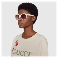 Gucci - Gucci Elton John Sunglasses Brown - Elton John - Ivory Acetate - Gucci Eyewear - Elton John Official - Avvenice
