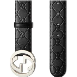 Gucci - Gucci Signature Leather Belt - Black Leather - Belt - Gucci Exclusive Collection - Avvenice