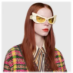 Gucci - Mask Acetate Sunglasses - Ivory - Gucci Eyewear - Avvenice