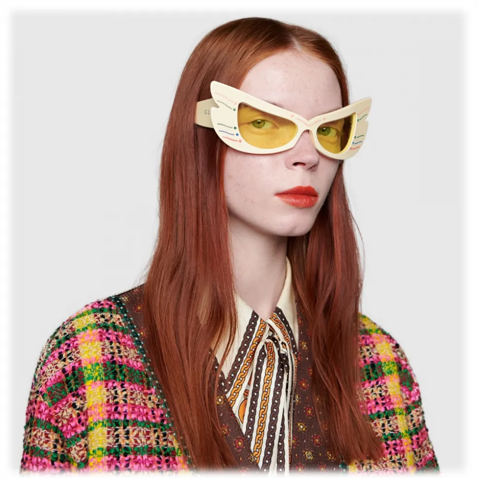 Gucci - Mask Acetate Sunglasses - Ivory - Gucci Eyewear - Avvenice