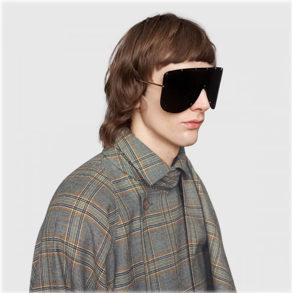 Gucci - Mask Sunglassed with Star Rivets - Black - Gucci Eyewear - Avvenice