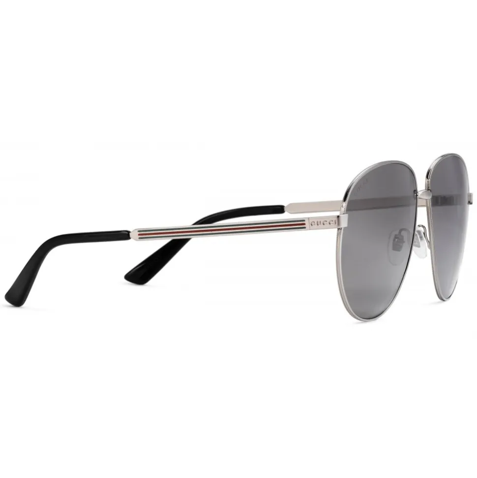 Gucci - Metal Aviator Sunglasses - Glossy Ruthenium - Gucci Eyewear - Avvenice