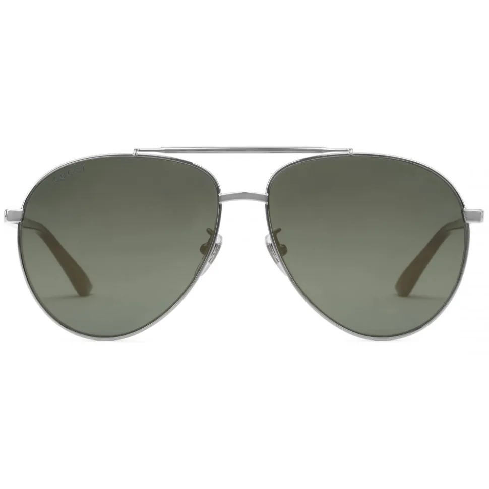 Gucci - Metal Aviator Sunglasses - Dark Ruthenium Metal - Gucci Eyewear - Avvenice