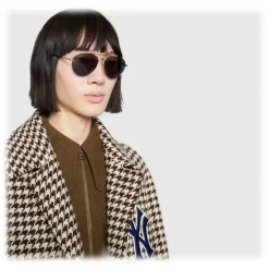 Gucci - Metal Aviator Sunglasses - Shiny Gold with Black Border - Gucci Eyewear - Avvenice