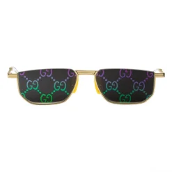 Gucci - Metal Rectangular Sunglasses - Gold GG - Gucci Eyewear - Avvenice