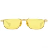 Gucci - Metal Rectangular Sunglasses - Gold Yellow - Gucci Eyewear - Avvenice