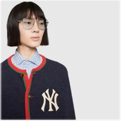 Gucci - Navigator Sunglasses in Metal - Shiny Gold Lenses Blue - Gucci Eyewear - Avvenice