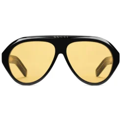 Gucci - Navigator Sunglasses with Double G - Black Yellow - Gucci Eyewear - Avvenice