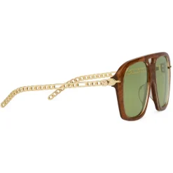 Gucci - Online Exclusive Square Sunglasses with Charms - Brown - Gucci Eyewear - Avvenice