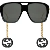 Gucci - Online Exclusive Square Sunglasses with Charms - Black - Gucci Eyewear - Avvenice