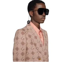 Gucci - Online Exclusive Square Sunglasses with Charms - Black - Gucci Eyewear - Avvenice