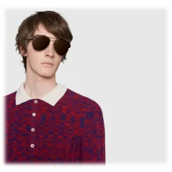 Gucci - Optimally Fit Metal Aviator Sunglasses - Dark Turtle Gold and Acetate - Gucci Eyewear - Avvenice