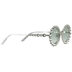 Gucci - Oval Sunglasses with Swarovski Crystals - Silver - Gucci Eyewear - Avvenice