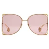 Gucci - Oversize Round Frame Metal Sunglasses - Light Pink - Gucci Eyewear - Avvenice