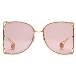 Gucci - Oversize Round Frame Metal Sunglasses - Light Pink - Gucci Eyewear - Avvenice