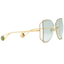 Gucci - Oversize Round Metal Sunglasses - Gold - Gucci Eyewear - Avvenice