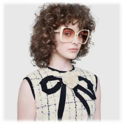 Gucci - Oversize Square Frame Sunglasses - Nude Acetate - Gucci Eyewear - Avvenice