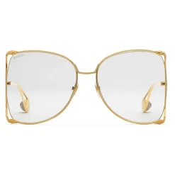 Gucci - Oversized Round Metal Glasses - Gold - Gucci Eyewear - Avvenice