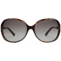 Gucci - Oversized Round Sunglasses in Metal and Acetate - Dark Turtle - Gucci Eyewear - Avvenice