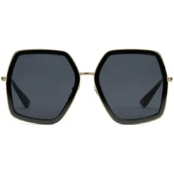 Gucci - Oversized Square Sunglasses in Metal - Gold Coloured with Turtle Acetate - Gucci Eyewear - Avvenice