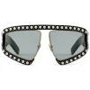 Gucci - Rectangular Acetate Sunglasses with Pearls - Black - Gucci Eyewear - Avvenice