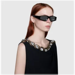 Gucci - Rectangular Acetate Sunglasses - Black - Gucci Eyewear - Avvenice